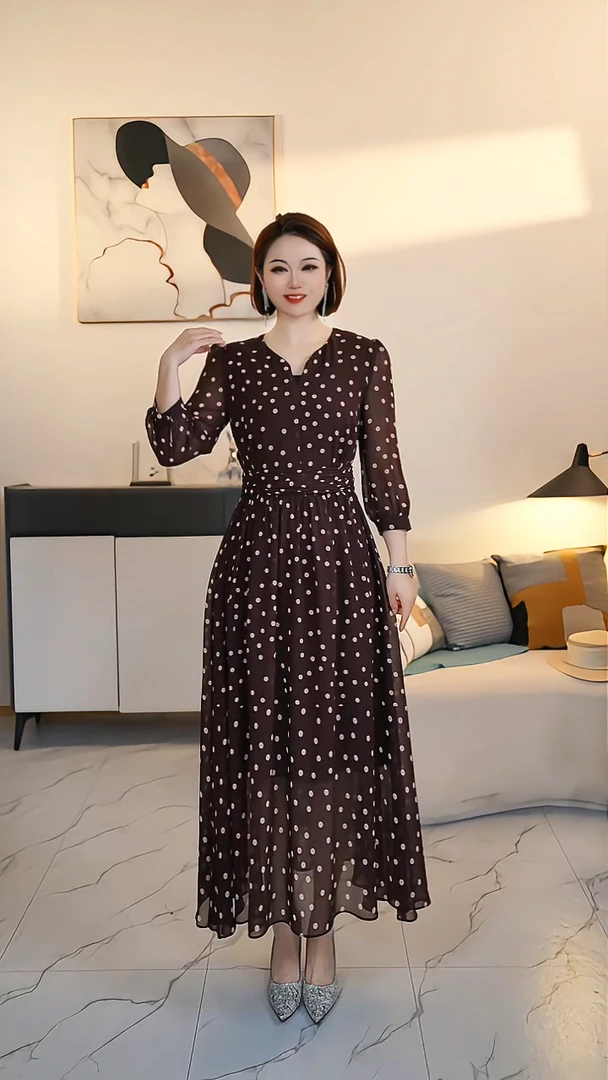 【薇薇自在】K高端大码原创遮肉显瘦连衣裙  2509