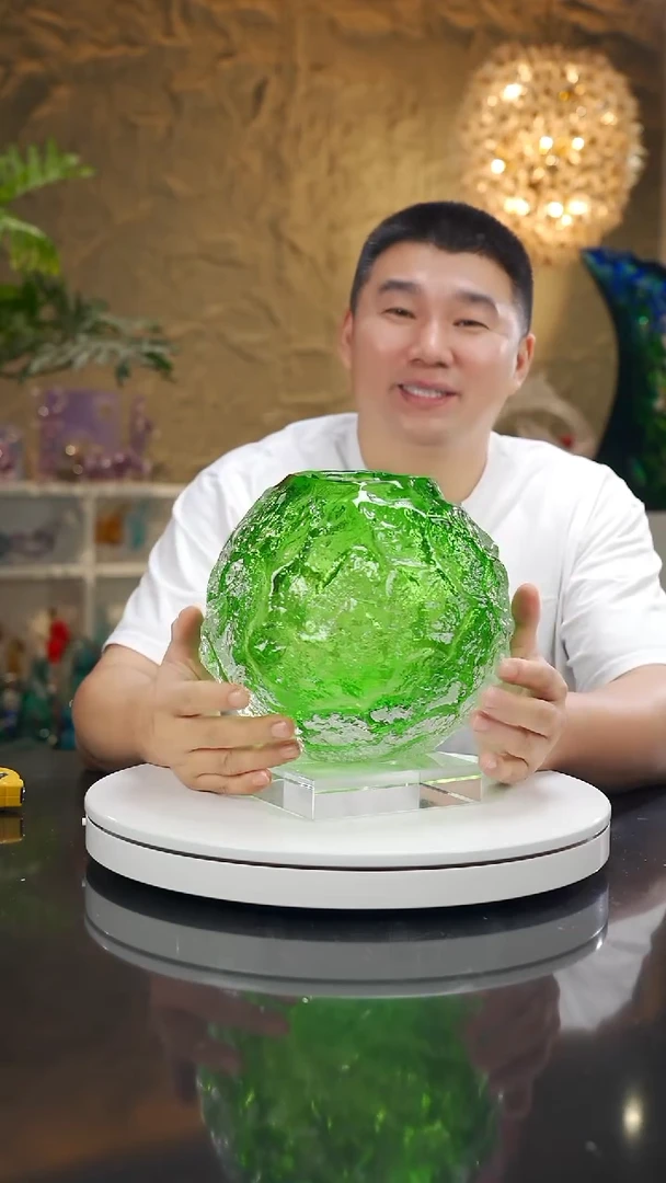 手工艺品琉璃福利绿色树纹花瓶