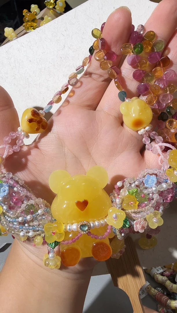 蜜蜡项链未镶嵌蜜蜡小熊项链