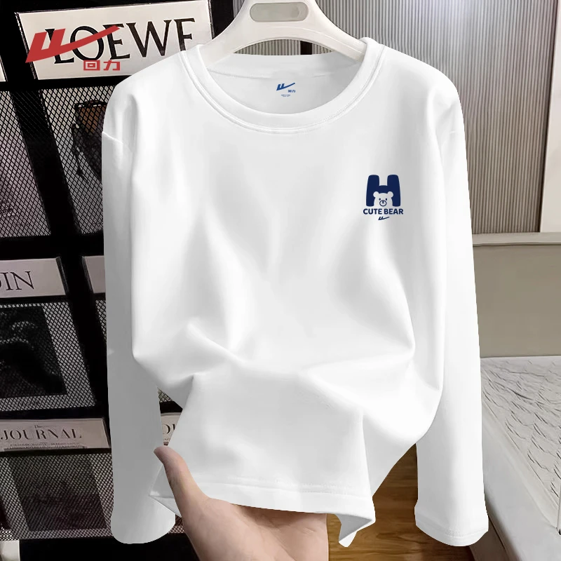 回力纯棉长袖2025新款爆款秋女装遮肉显瘦圆领T恤柔软亲肤内搭女T