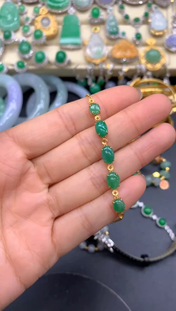 【闪购商品】翡翠手链18K金镶嵌127-中国好珍宝