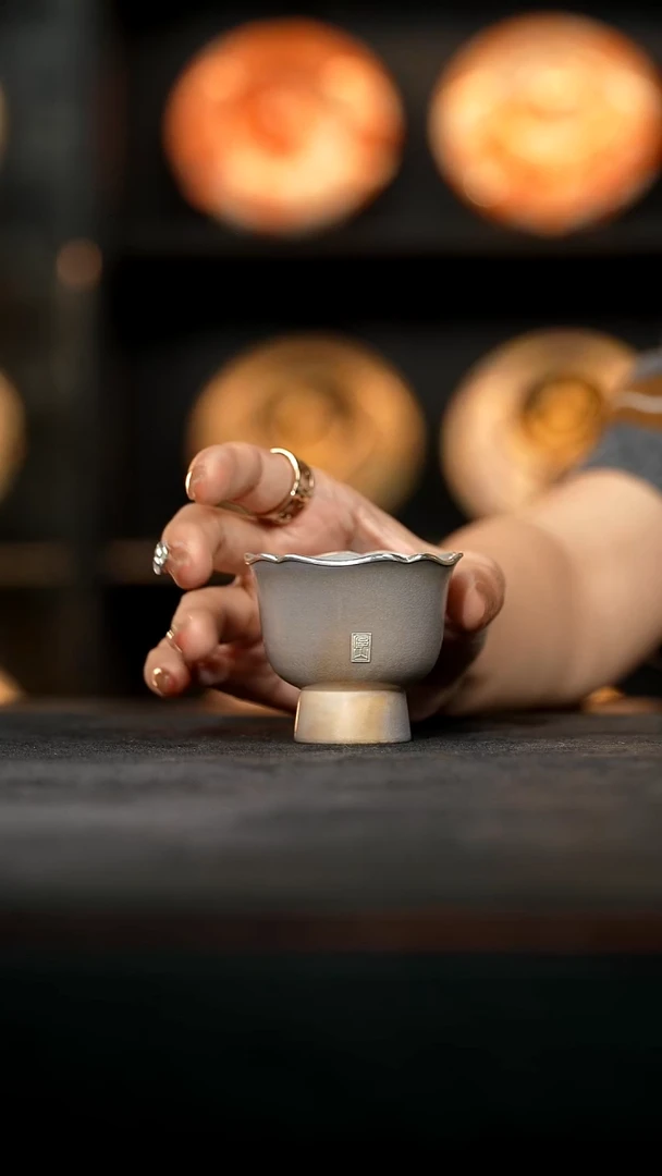 【窑宝】厚山柴烧 花口杯