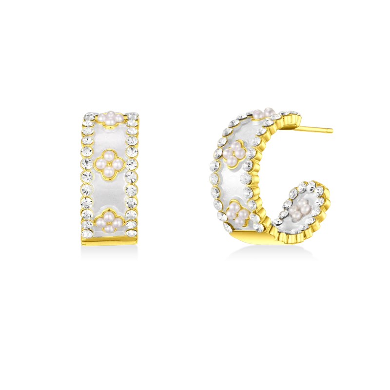 合金耳饰 【TT Studio】XG1115B-水晶银 水钻耳钉女仿珍珠耳饰