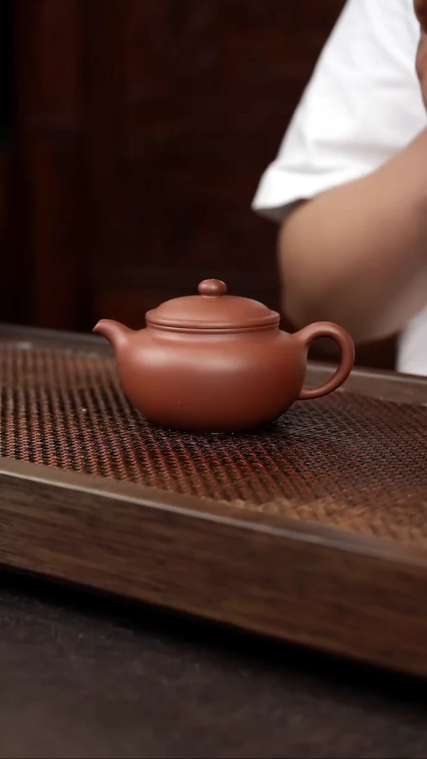茶壶紫砂红皮龙永福莲子