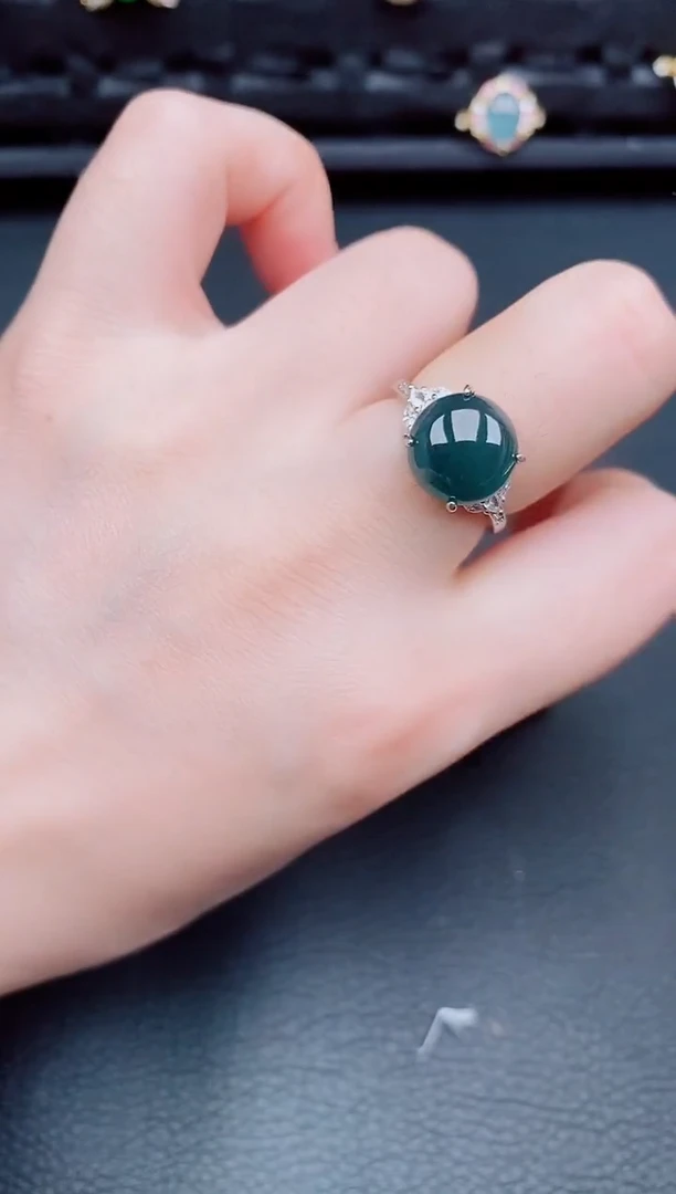 【闪购商品】翡翠戒指银S925镶嵌天然a货翡翠215