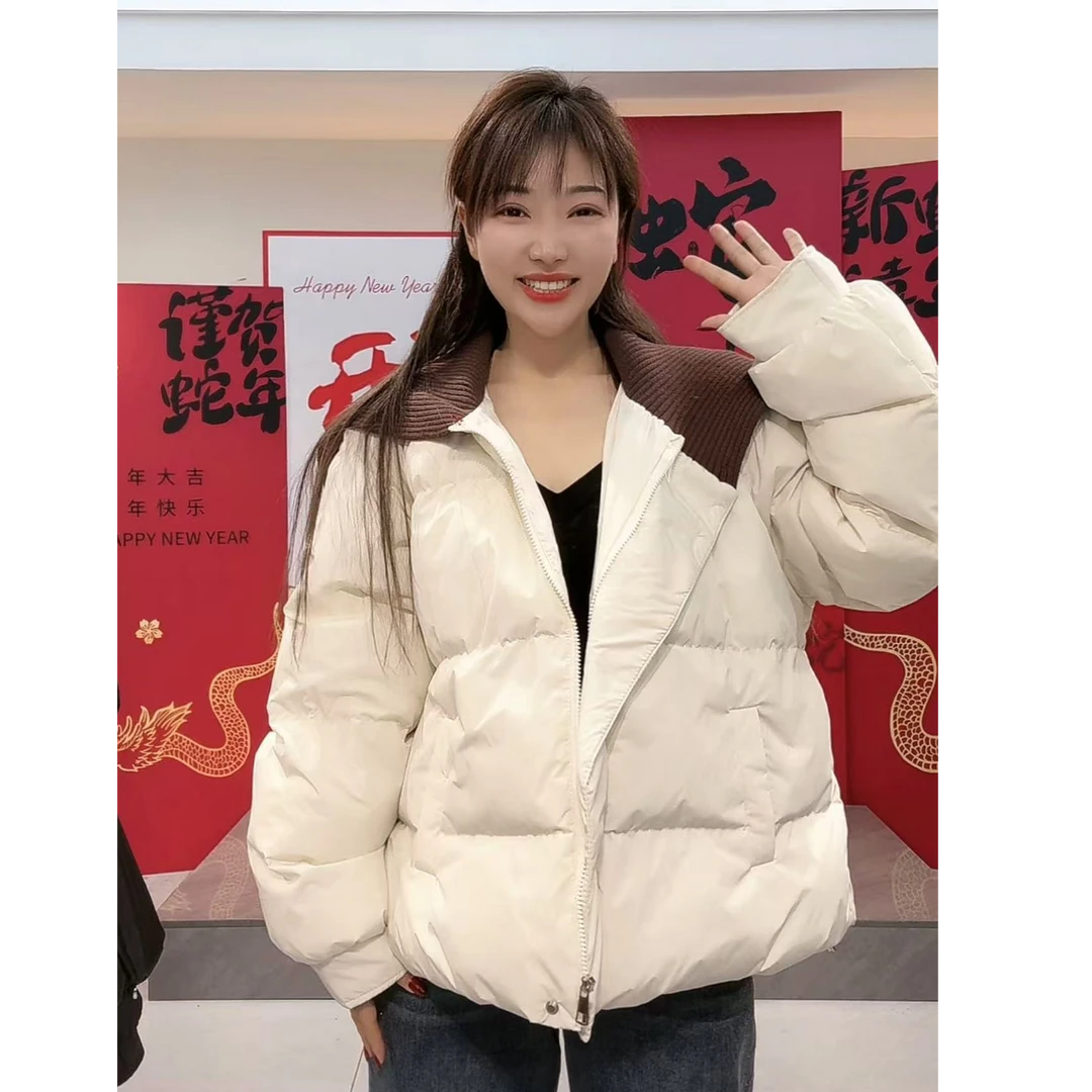 XIE8  韩系翻领拼接加棉外套28735