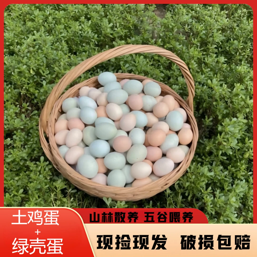 【50枚混装】农家生态散养土鸡蛋现捡现发粉壳绿壳土鸡蛋4.5-5斤