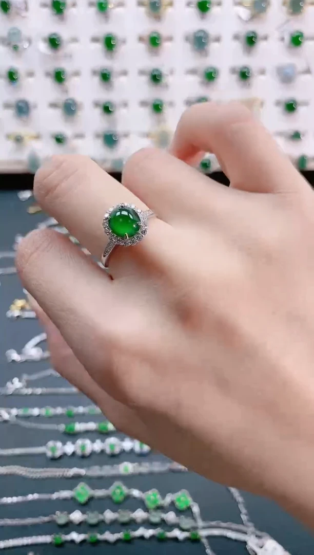 【闪购商品】翡翠戒指银S925镶嵌天然翡翠