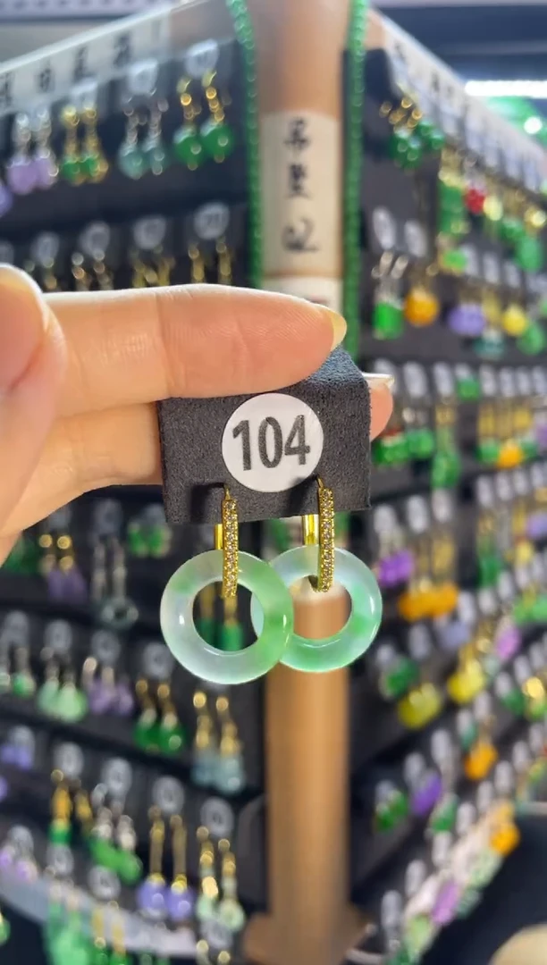 翡翠银S925镶嵌耳饰104