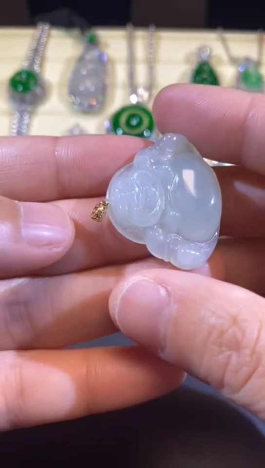 【闪购商品】翡翠吊坠(赠链)18K金镶嵌缅甸天然A货翡翠