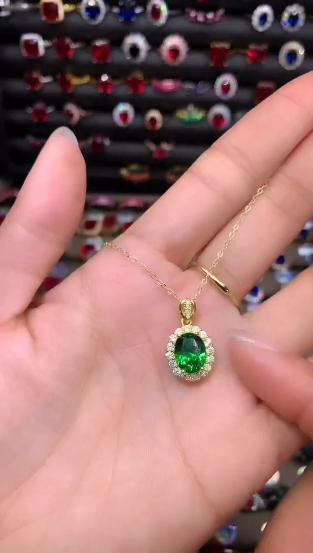 【闪购商品】透辉石吊坠银S925镶嵌810金