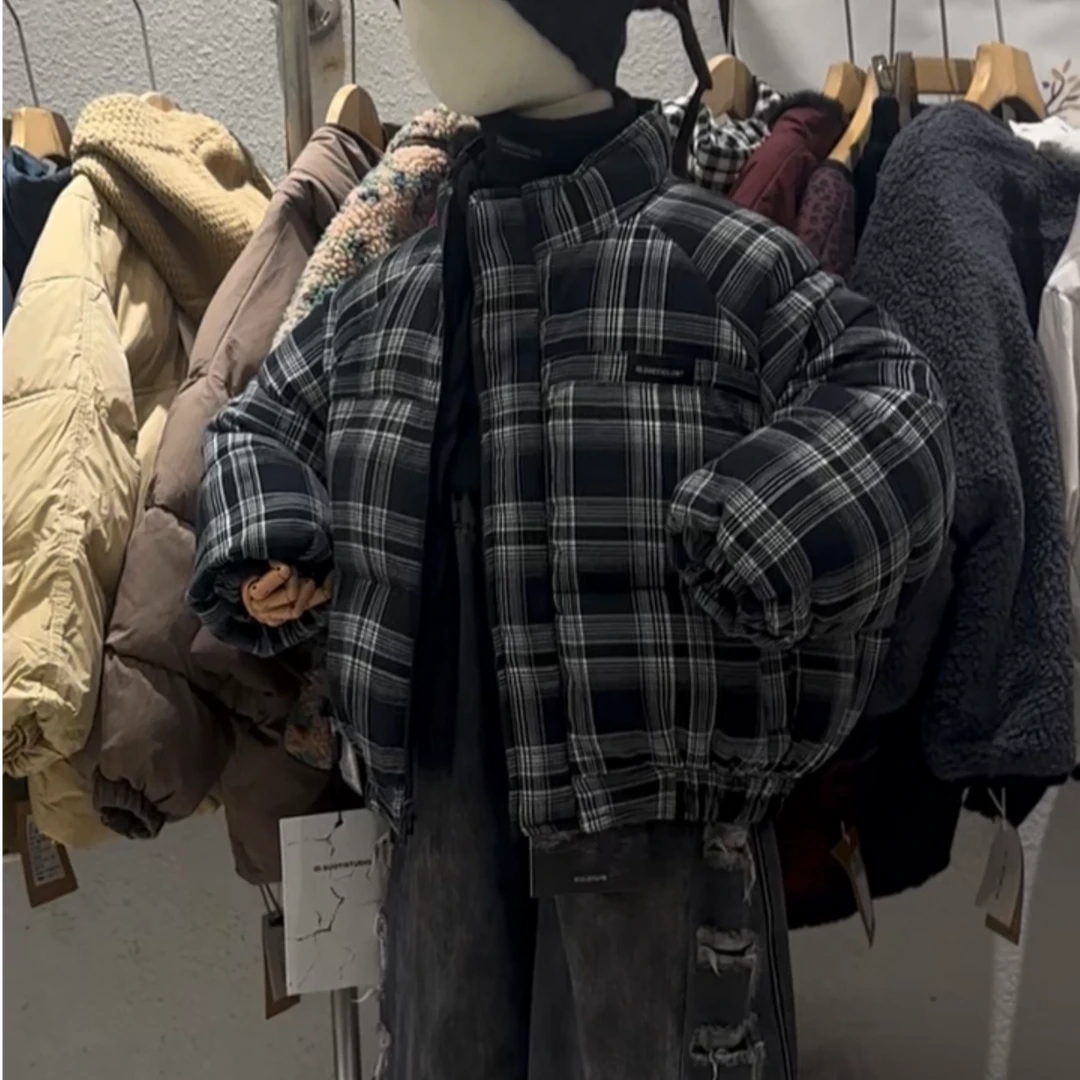 清【文文妈】冬季2024新款格纹潮气保暖棉服童装CC1838