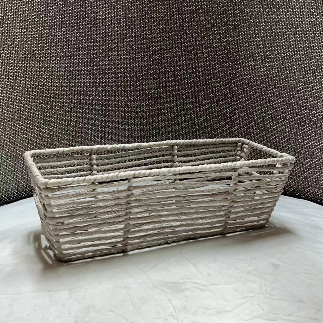2407瑕疵款 长38宽15高12cm 复合绳编织家用收纳筐桌面简约创意篮