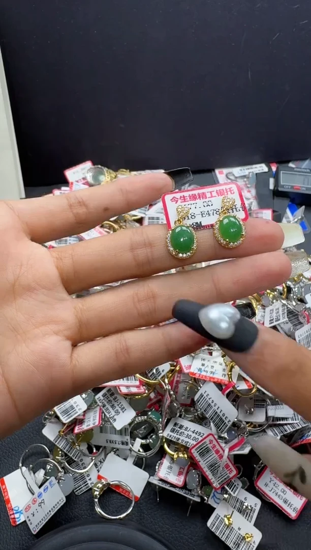 翡翠戒指银S925镶嵌戒指529