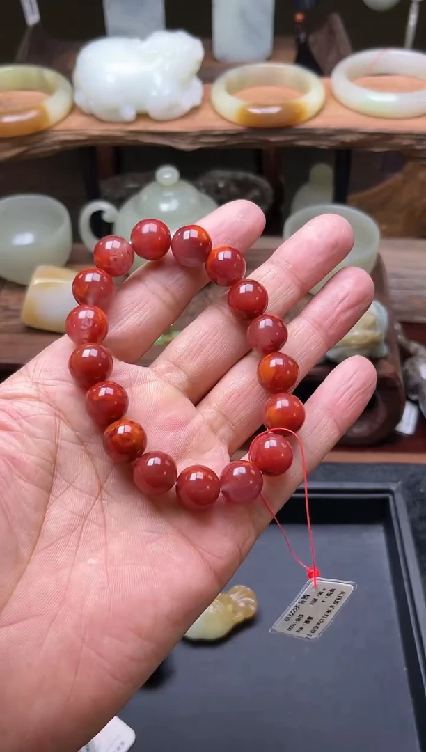 【闪购商品】南红玛瑙手串未镶嵌卡12瓦西原矿南红圆珠822719