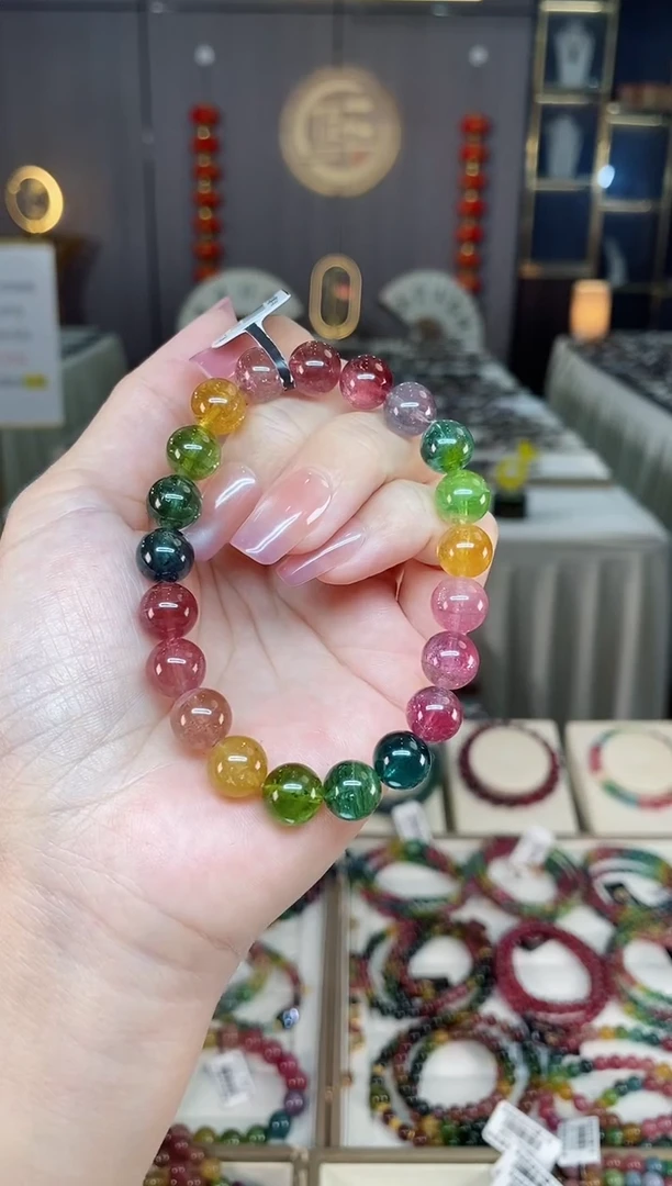 未镶嵌收藏级老矿色标单圈手串9mm+碧玺依**~hon多样性发货一条