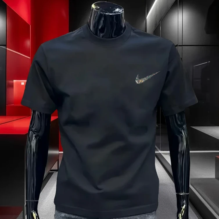 重磅纯棉短袖T恤男士2025年半截袖圆领潮流印花上衣运动宽松