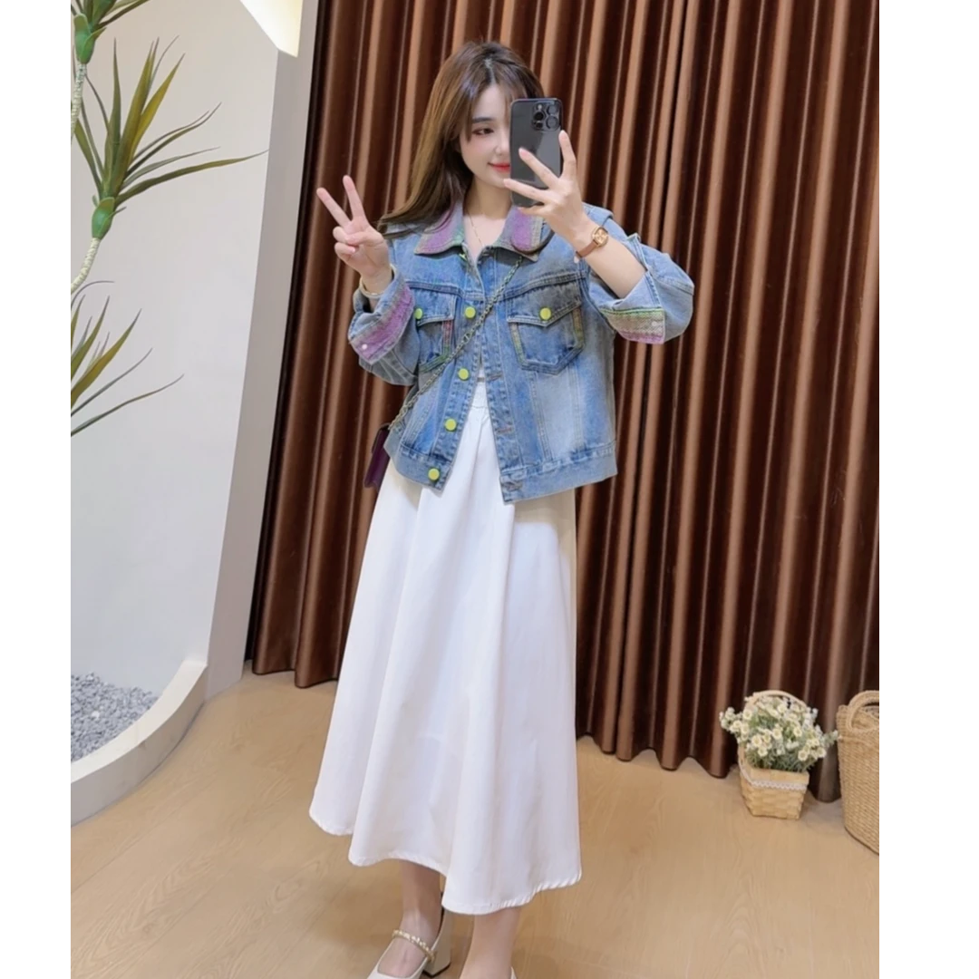 奈奈妮【白茶】白色半身裙洋气休闲百搭气质005