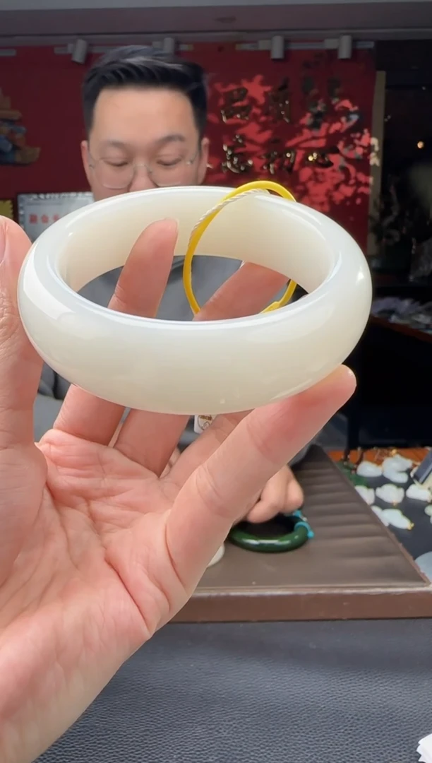 未镶嵌手镯和田玉白玉宽版镯55-61