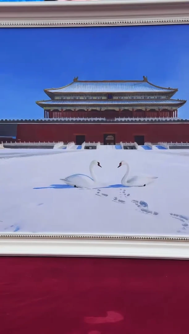 油画36管伟骏60*90天鹅精品油画作品定金