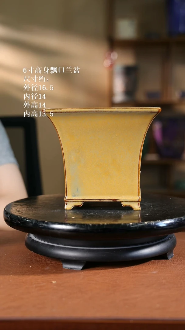 6寸高身飘口兰盆 秋叶黄 随机发货