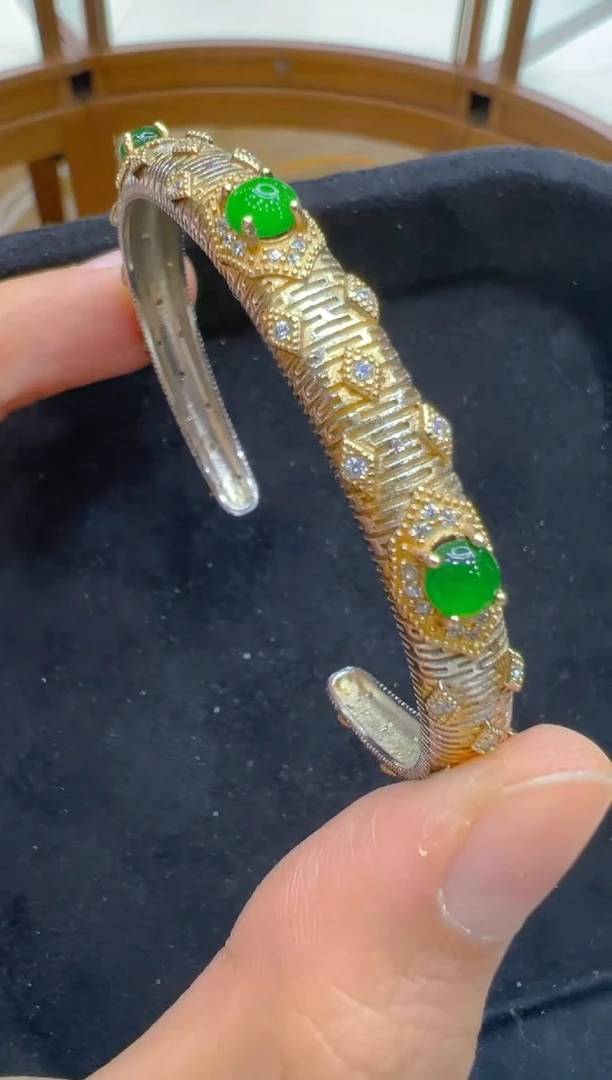 银S925镶嵌手镯翡翠多样性团购发一件