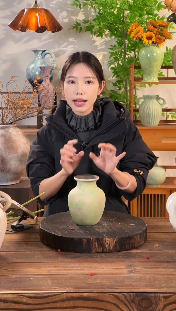 苔点绿-小号胖肚瓶