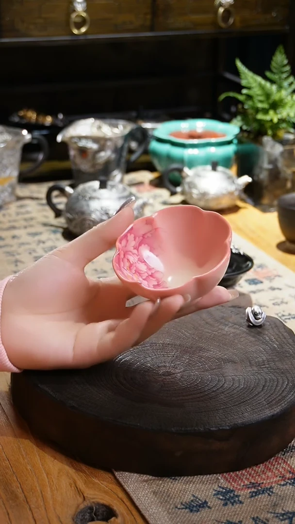 【闪购商品】福器艺术粉汝牡丹主人杯