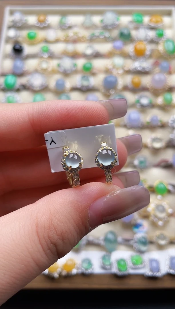 银S925镶嵌翡翠耳饰26