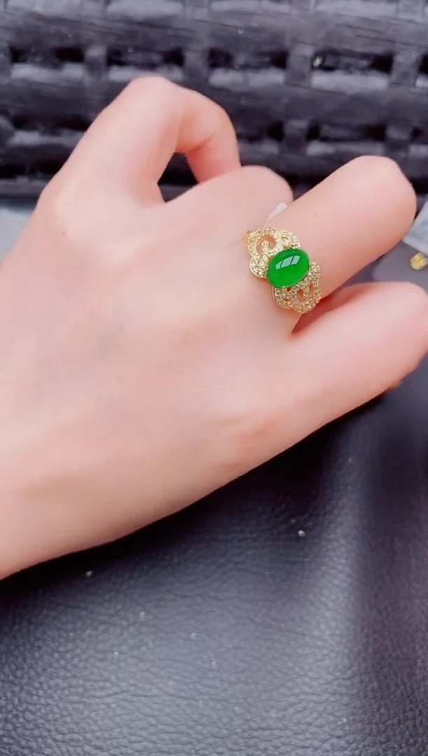 【闪购商品】翡翠戒指银S925镶嵌天然a货翡翠1165