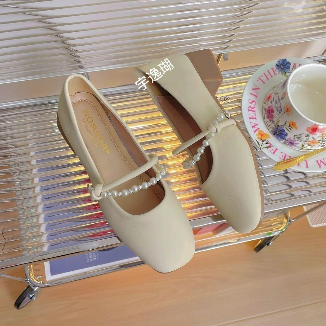 YYCORAL/宇逸瑚中跟女鞋单鞋4公分百搭粗跟温柔软底浅口法式单鞋