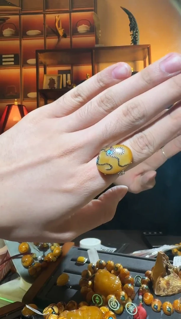 蜜蜡颈饰银S925镶嵌32567天然蜜蜡珠宝奇石