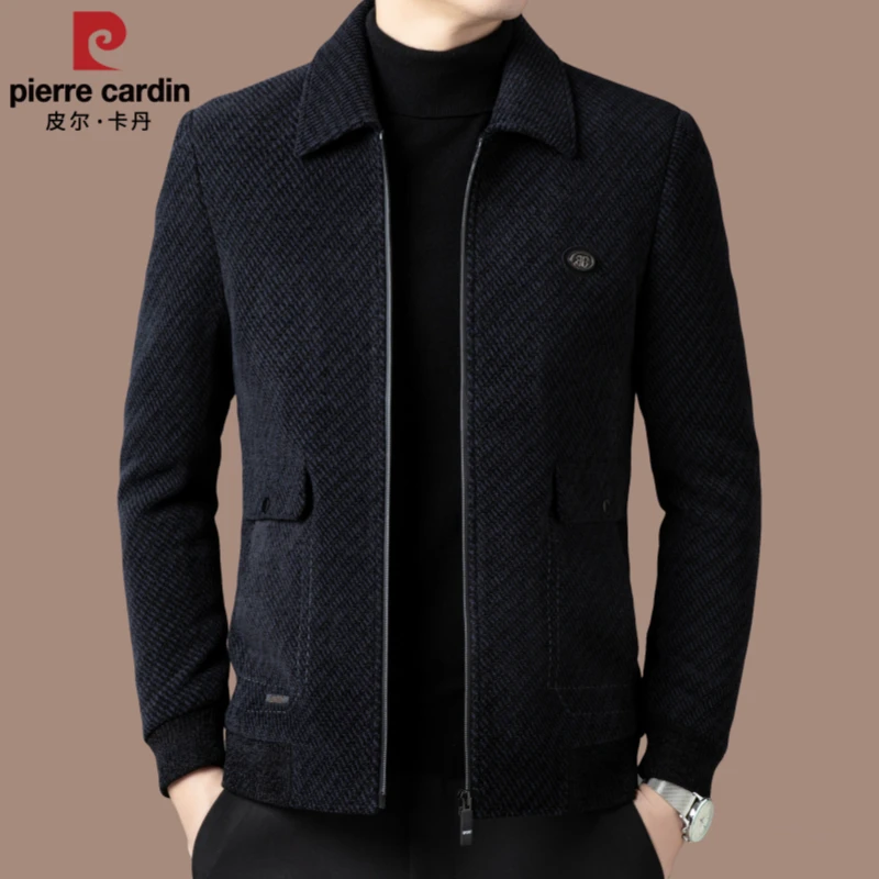 【国际大牌皮尔卡丹】高档男士立领外套冬季加厚加绒休闲夹克男翻领