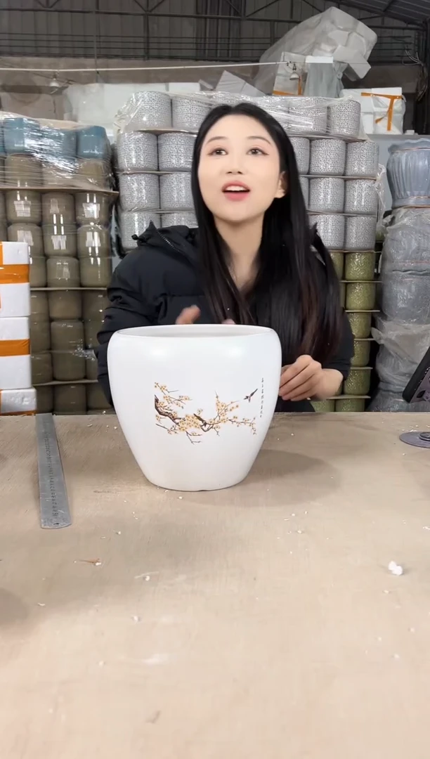 【闪购商品】陶瓷蛋型喜上哑白中号19x19