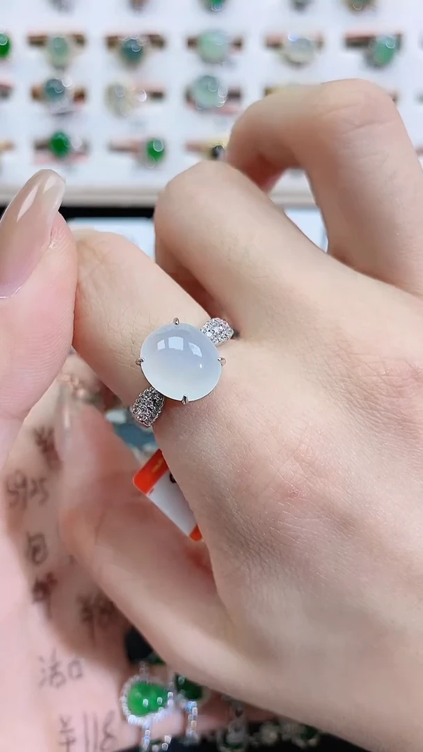 银S925镶嵌戒指翡翠天然翡翠