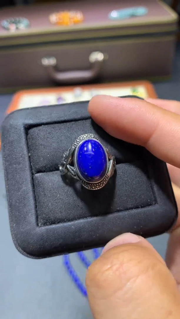 青金石未镶嵌戒指T53【所见即所得】