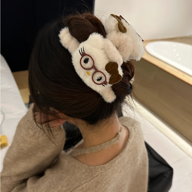 元气满满抓夹可爱小猫眼镜日韩女少女风发夹发卡鲨鱼夹网红毛茸茸