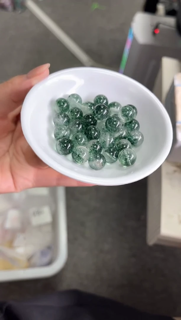 水晶珠宝半成品未镶嵌A481 绿幽灵10mm5个9.9元