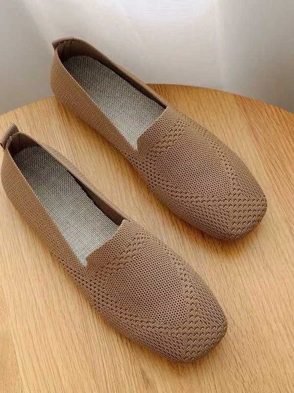 针织软底编织透气浅口单王妃鞋