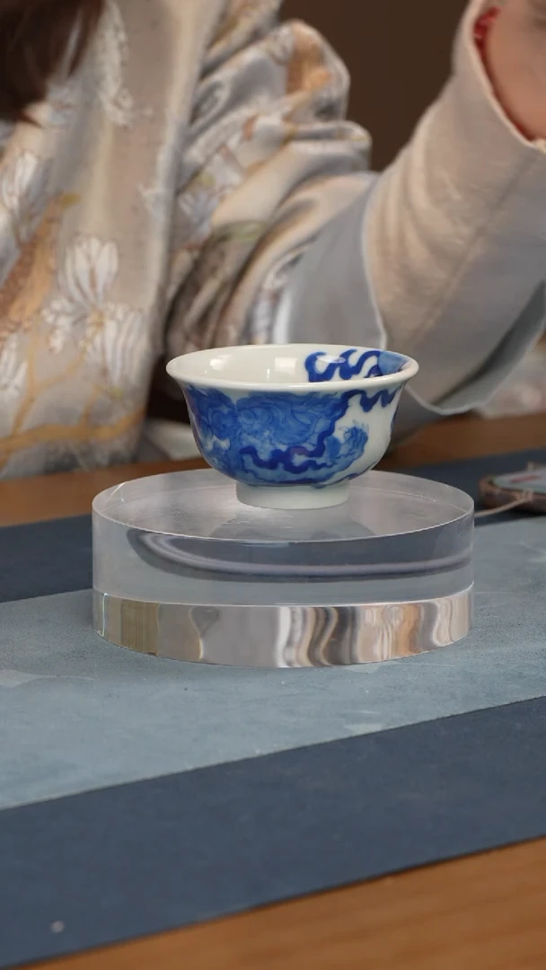 杯子瓷【此木柴窑】双狮滚绣球