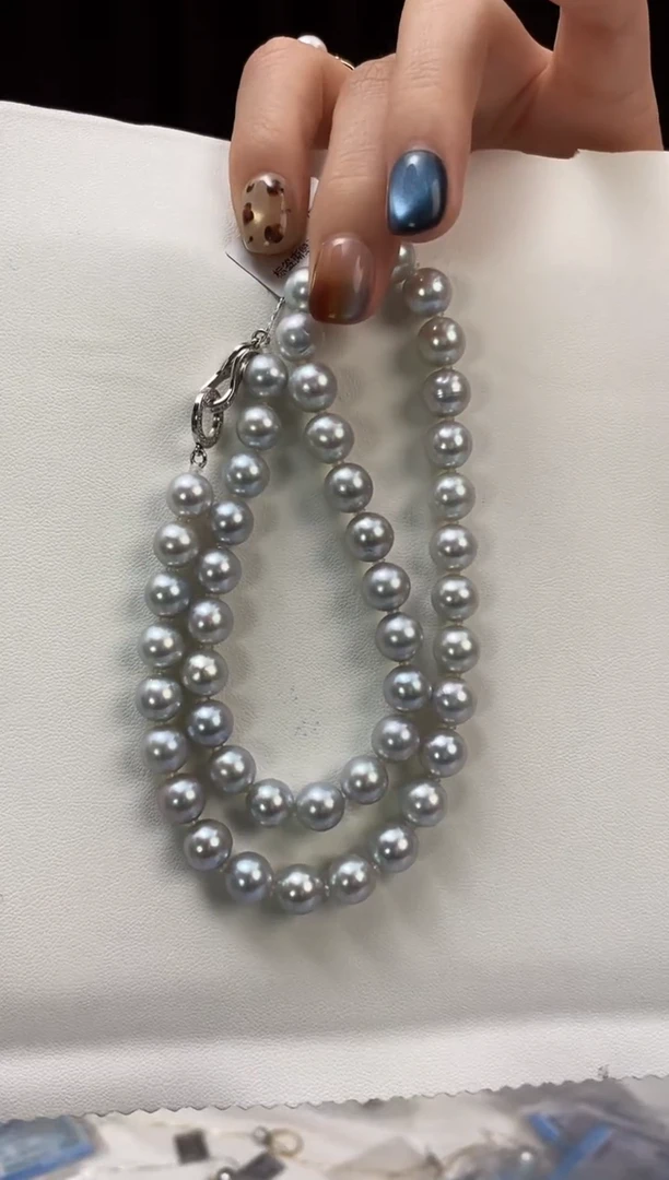 项链未镶嵌海水珍珠8-9真多麻项链