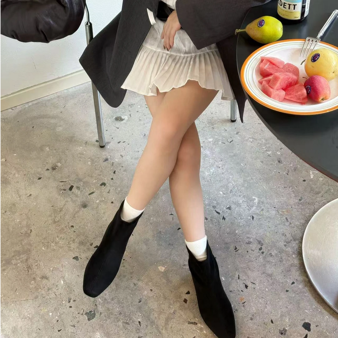 秋冬季新款后拉链百搭显瘦韩版绒面增高马丁靴短靴86-151C