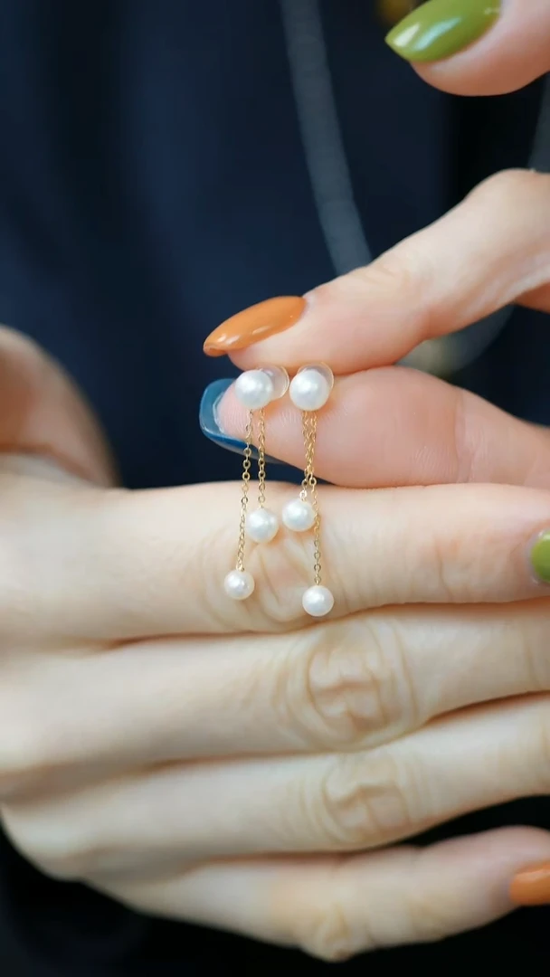 银S925镶嵌耳饰淡水珍珠9-耳坠/姿/1