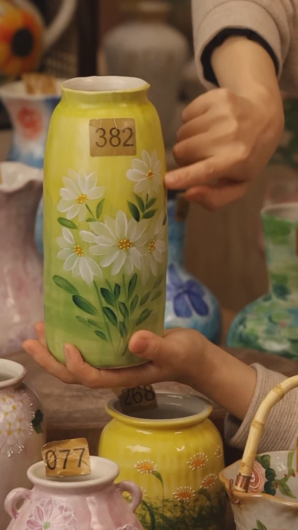 陶瓷景德镇设计师手作花器摆件侘寂风@M382@