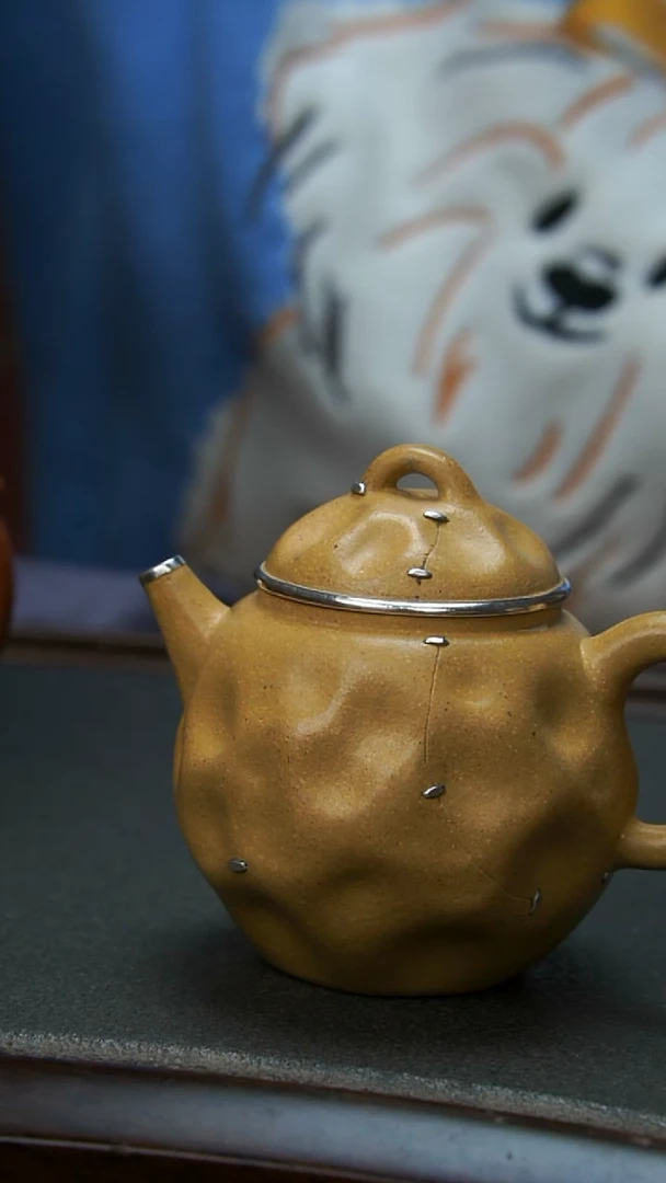 【闪购商品】紫砂茶壶本绿锯钉包银壶