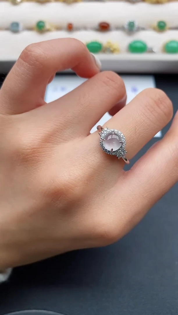 银S925镶嵌戒指翡翠666666+8