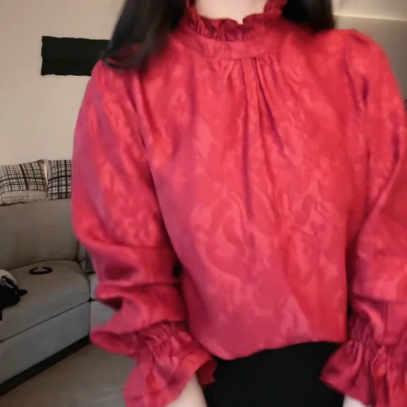 2026新款时尚百搭显瘦法式高级感木耳边百搭衬衣LK2509170