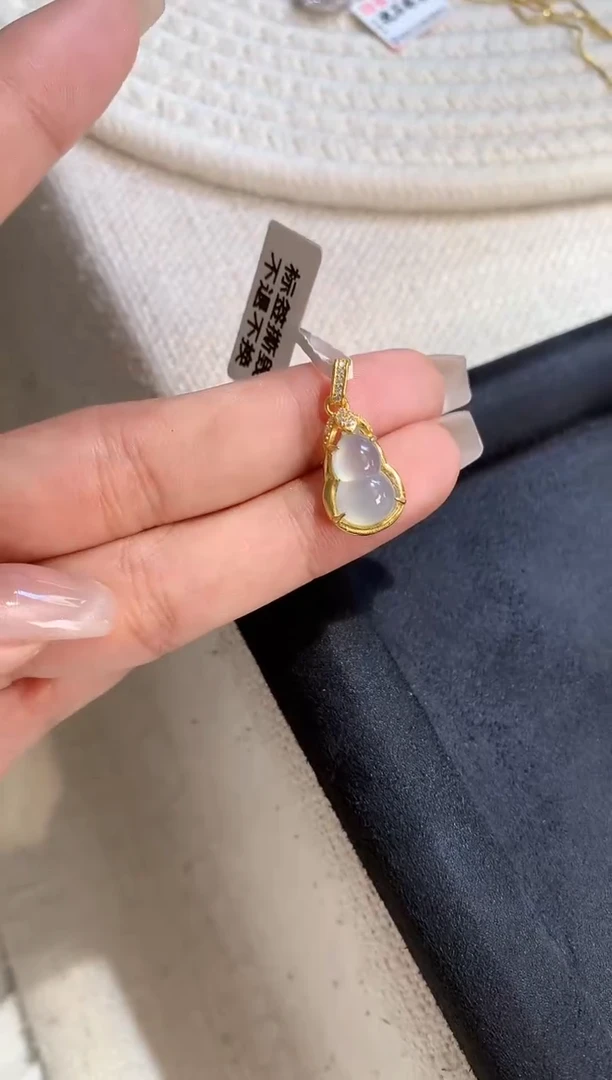 翡翠银S925镶嵌吊坠(不含链)【挽石珠宝】葫芦