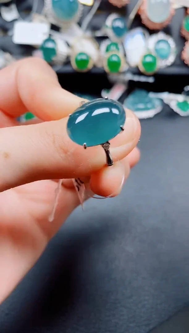 银S925镶嵌戒指翡翠翡翠
