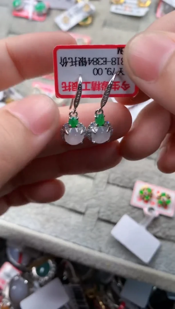 银S925镶嵌戒指翡翠6666  8